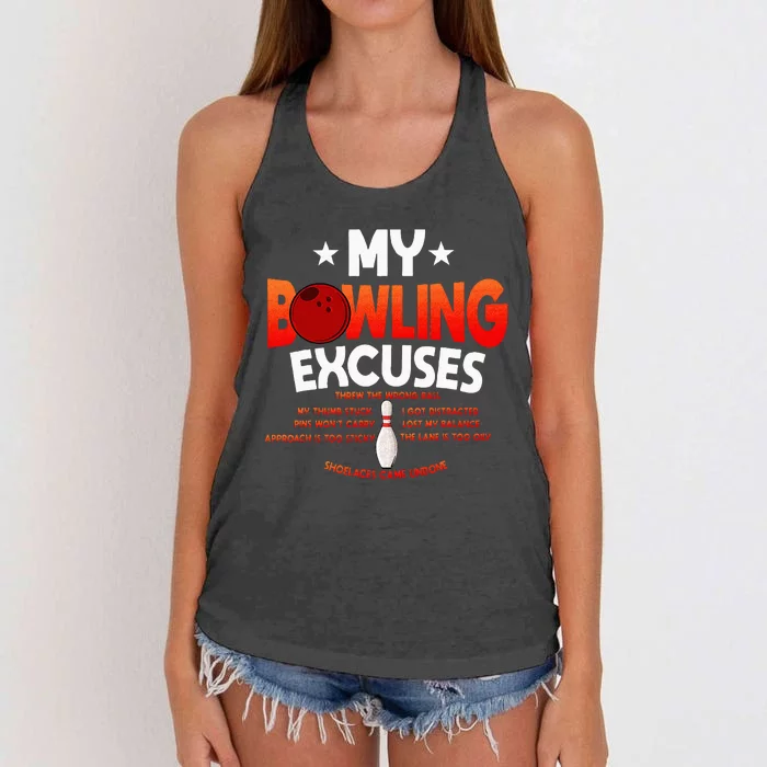 Funny Bowling Excuses Saying Gift Women's Knotted Racerback Tank