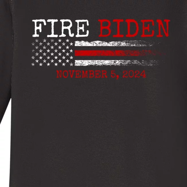 Fire Biden Elect Trump President 2024 Republican Patriot Baby Long Sleeve Bodysuit