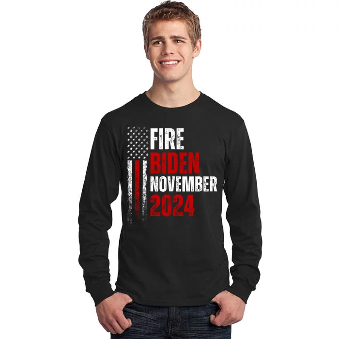 Fire Biden Elect Trump President 2024 Republican Patriot Tall Long Sleeve T-Shirt