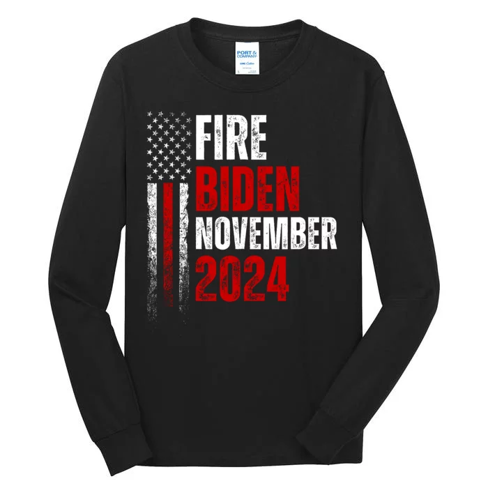 Fire Biden Elect Trump President 2024 Republican Patriot Tall Long Sleeve T-Shirt