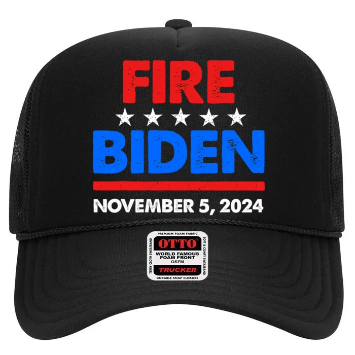 Fire Biden Elect Trump President 2024 Republican Patriot High Crown Mesh Trucker Hat