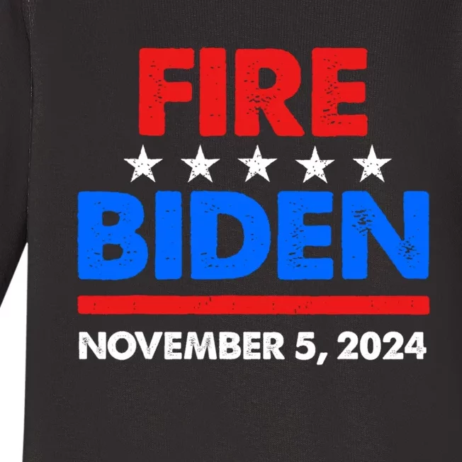 Fire Biden Elect Trump President 2024 Republican Patriot Baby Long Sleeve Bodysuit