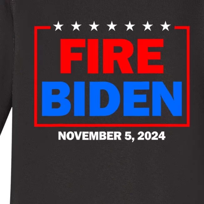 Fire Biden Elect Trump President 2024 Republican Patriot Baby Long Sleeve Bodysuit