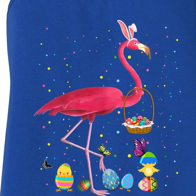 Flamingo Bunny Easter Eggs Hunting Flamingo Happy Easter Funny Gift Women's Racerback Tank