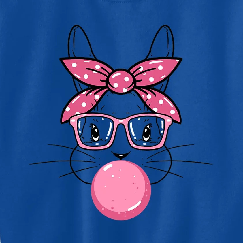 Funny Bunny Easter Day Bubblegum Bandana Glasses Gift Kids Sweatshirt