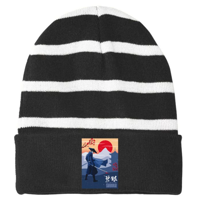 Funny Blue Eye Samurai Mizu Striped Beanie with Solid Band