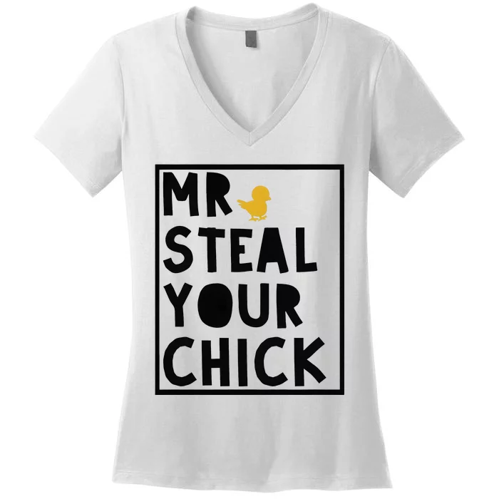 Funny Boy Easter Mr Steal Your Chick Women's V-Neck T-Shirt