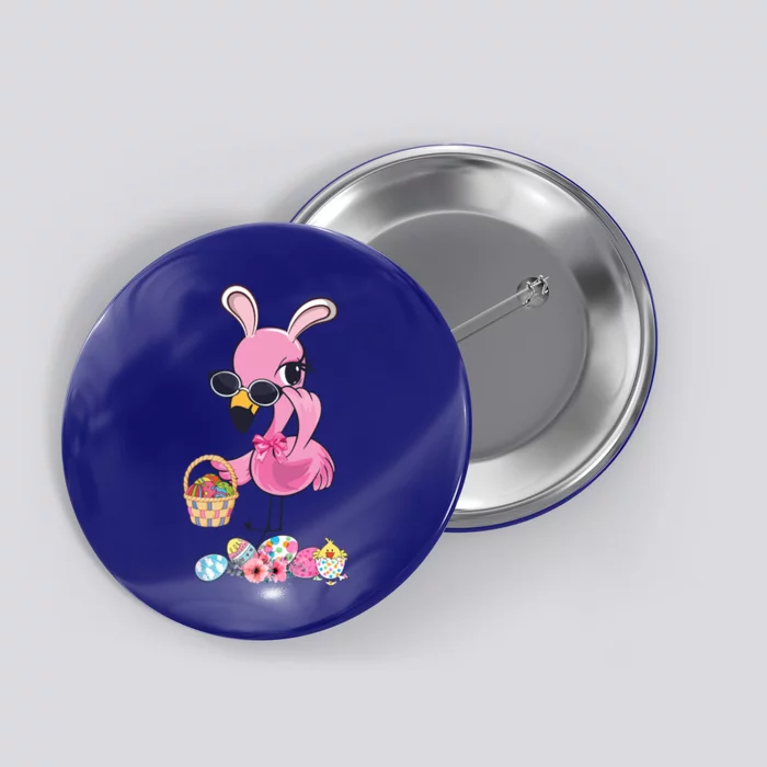 Flamingo Bunny Ears Easter Eggs Cute Easter Funny Gift Gift Button