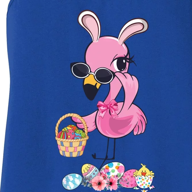 Flamingo Bunny Ears Easter Eggs Cute Easter Funny Gift Gift Women's Racerback Tank