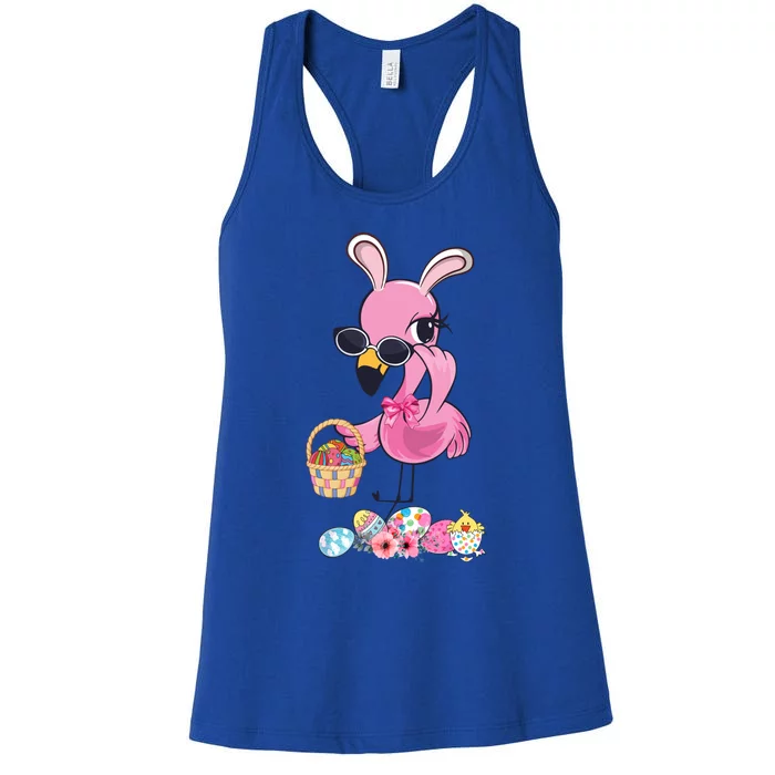 Flamingo Bunny Ears Easter Eggs Cute Easter Funny Gift Gift Women's Racerback Tank