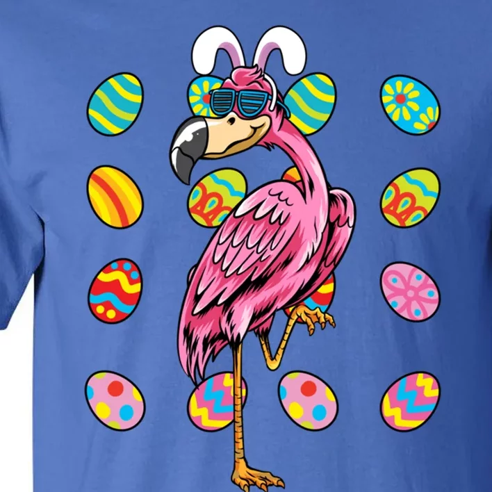 Flamingo Bunny Ears Glasses Eggs Easter Bird Animal Funny Gift Tall T-Shirt