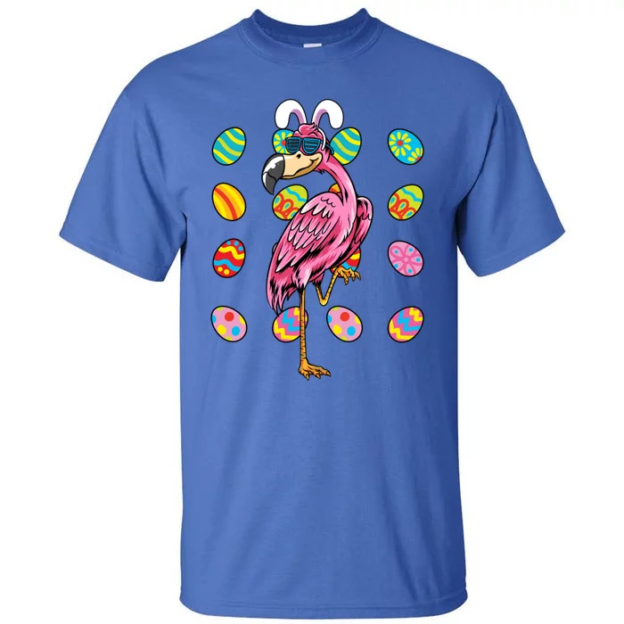 Flamingo Bunny Ears Glasses Eggs Easter Bird Animal Funny Gift Tall T-Shirt