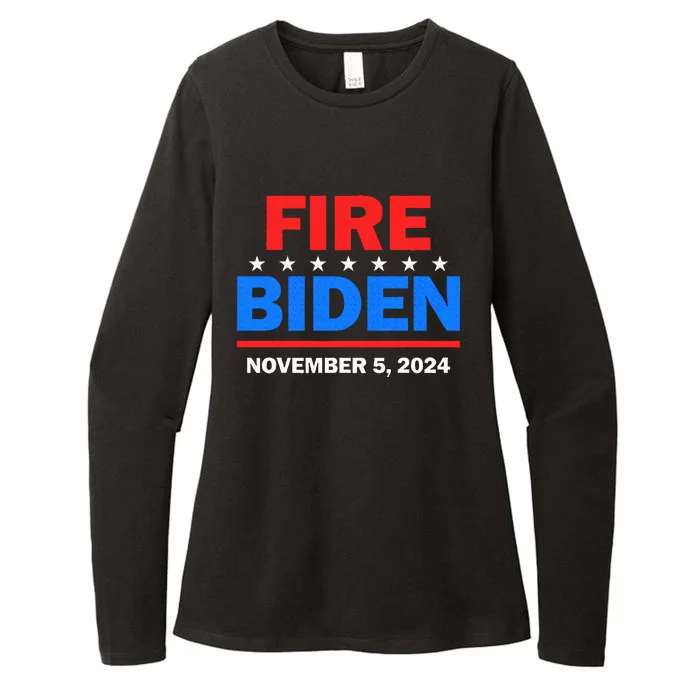 Fire Biden Elect Trump President 2024 Republican Patriot Womens CVC Long Sleeve Shirt