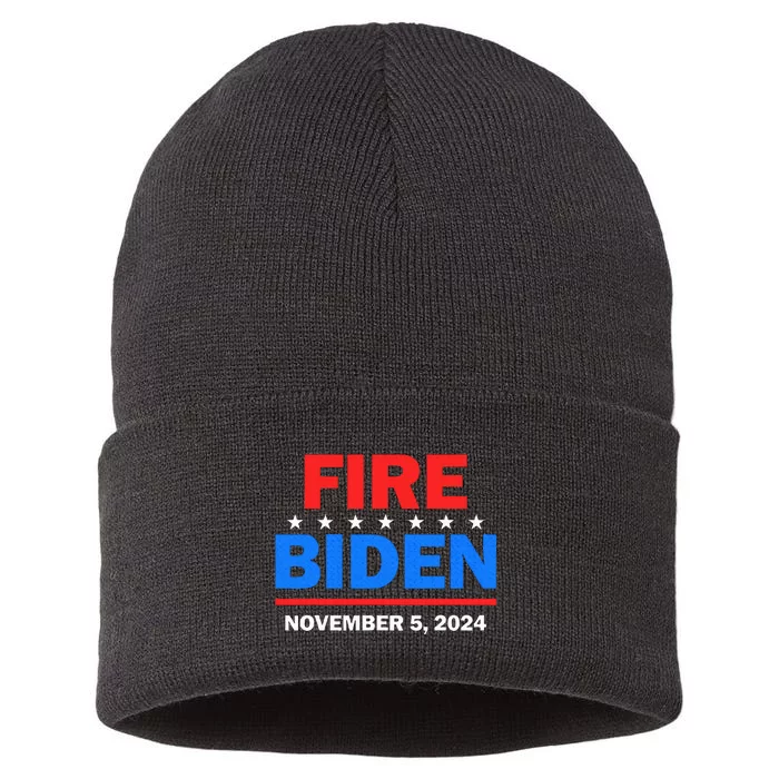 Fire Biden Elect Trump President 2024 Republican Patriot Sustainable Knit Beanie