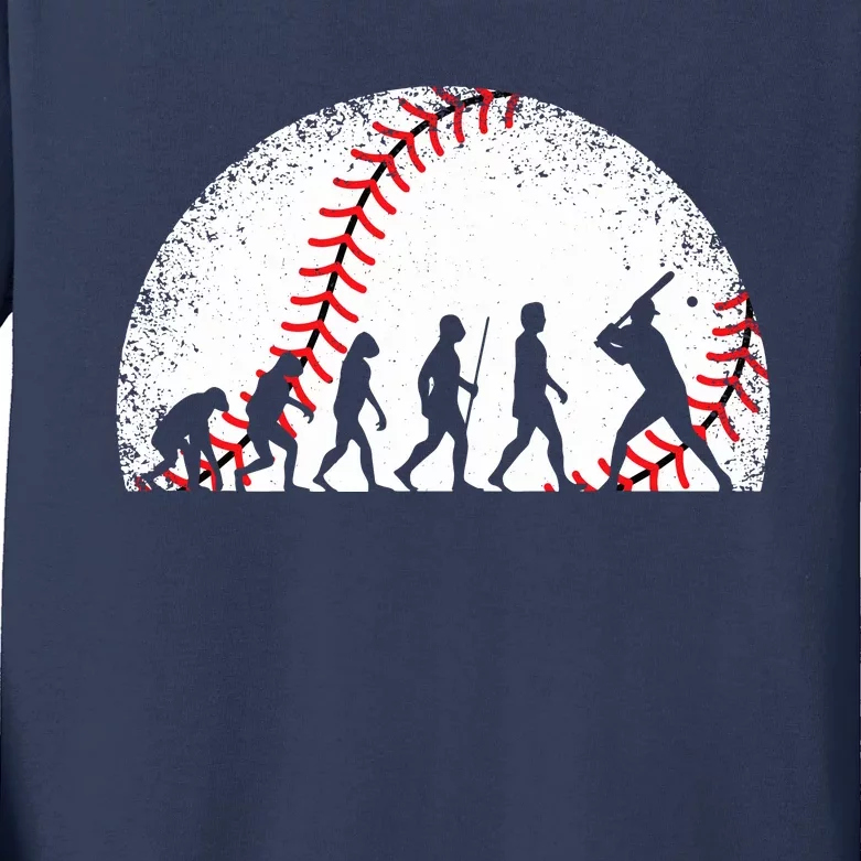 Funny Baseball Evolution Baseball Player Kids Long Sleeve Shirt