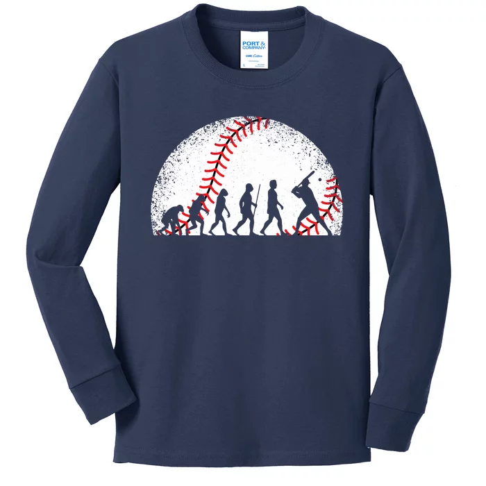 Funny Baseball Evolution Baseball Player Kids Long Sleeve Shirt