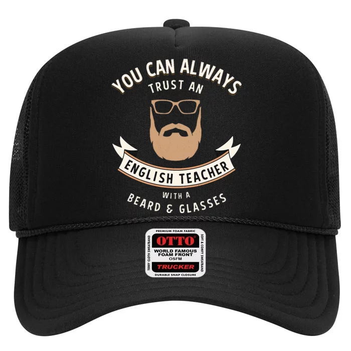 Funny Bearded English Teacher High Crown Mesh Trucker Hat