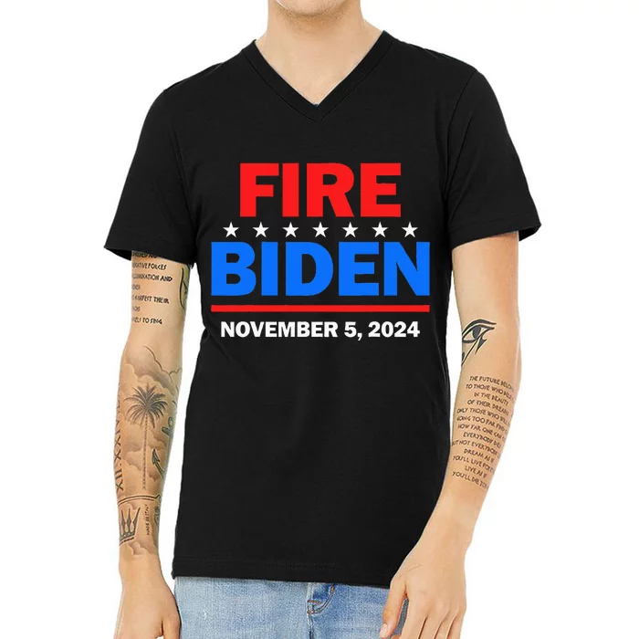 Fire Biden Elect Trump President 2024 Republican Patriot V-Neck T-Shirt