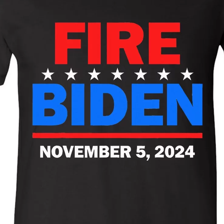 Fire Biden Elect Trump President 2024 Republican Patriot V-Neck T-Shirt