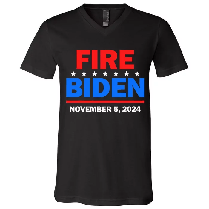 Fire Biden Elect Trump President 2024 Republican Patriot V-Neck T-Shirt