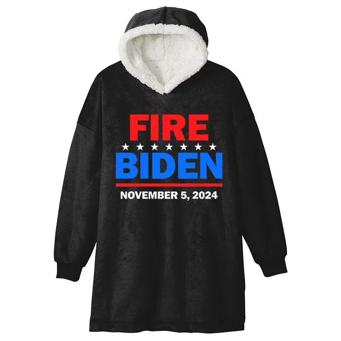 Fire Biden Elect Trump President 2024 Republican Patriot Hooded Wearable Blanket