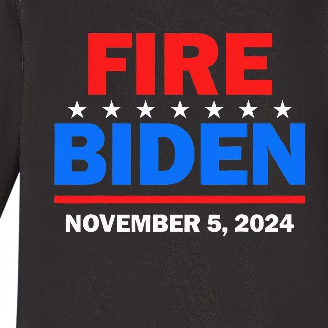 Fire Biden Elect Trump President 2024 Republican Patriot Baby Long Sleeve Bodysuit