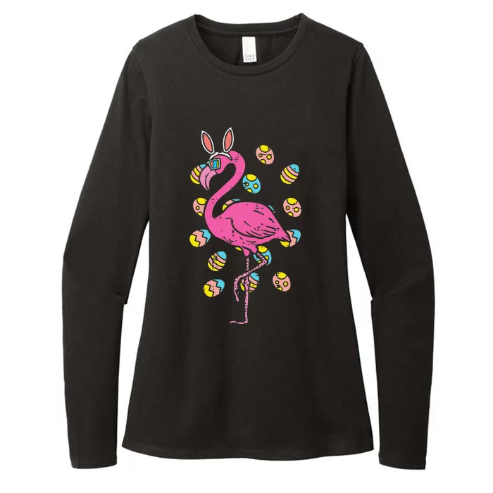 Flamingo Bunny Ears Glasses Eggs Easter Bird Animal Women Womens CVC Long Sleeve Shirt