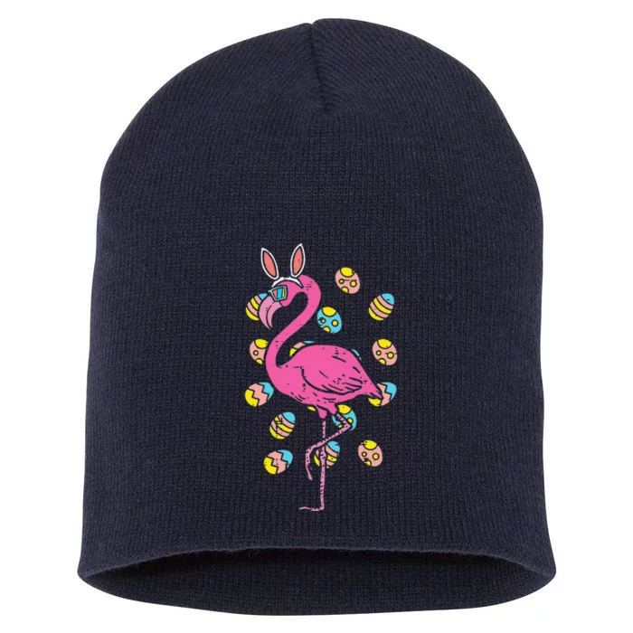 Flamingo Bunny Ears Glasses Eggs Easter Bird Animal Women Short Acrylic Beanie