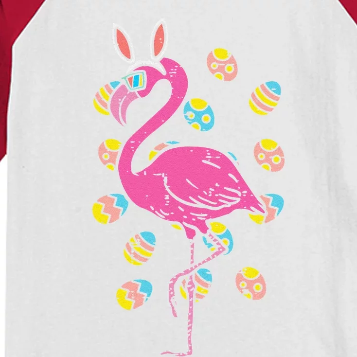 Flamingo Bunny Ears Glasses Eggs Easter Bird Animal Women Kids Colorblock Raglan Jersey