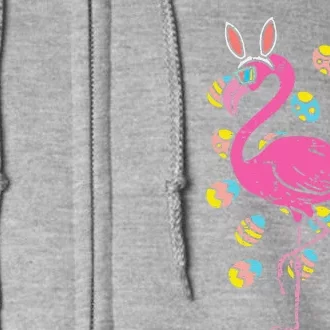 Flamingo Bunny Ears Glasses Eggs Easter Bird Animal Women Full Zip Hoodie