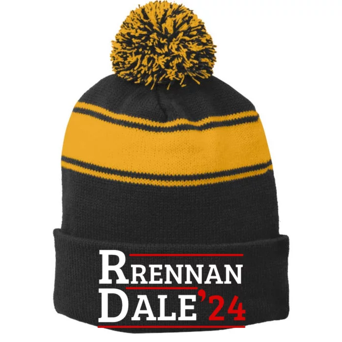 Funny Brennan Election Dale 2024 Prestige Worldwide Support Stripe Pom Pom Beanie