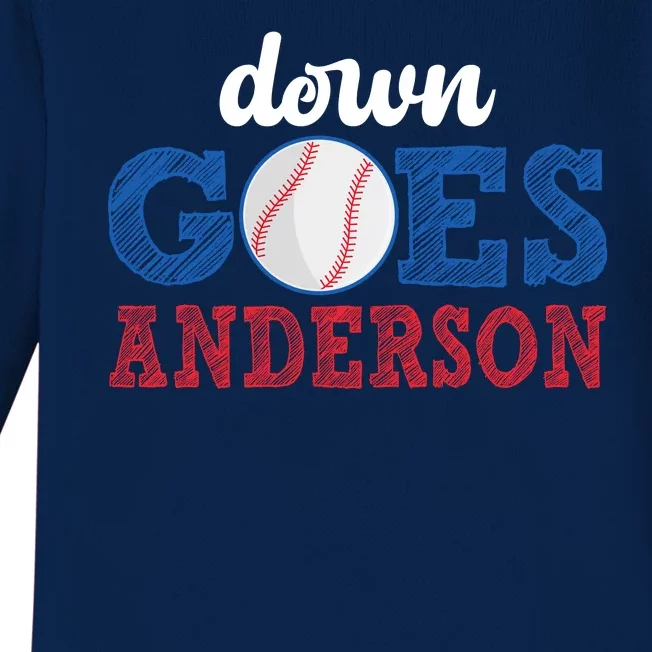 Funny Baseball Fight Down Goes Anderson Baby Long Sleeve Bodysuit