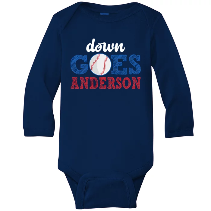 Funny Baseball Fight Down Goes Anderson Baby Long Sleeve Bodysuit