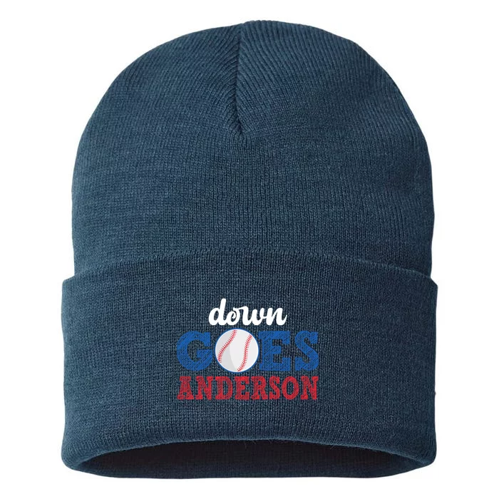 Funny Baseball Fight Down Goes Anderson Sustainable Knit Beanie