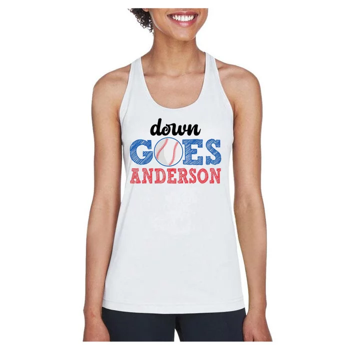 Funny Baseball Fight Down Goes Anderson Women's Racerback Tank