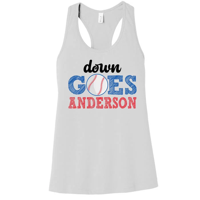 Funny Baseball Fight Down Goes Anderson Women's Racerback Tank