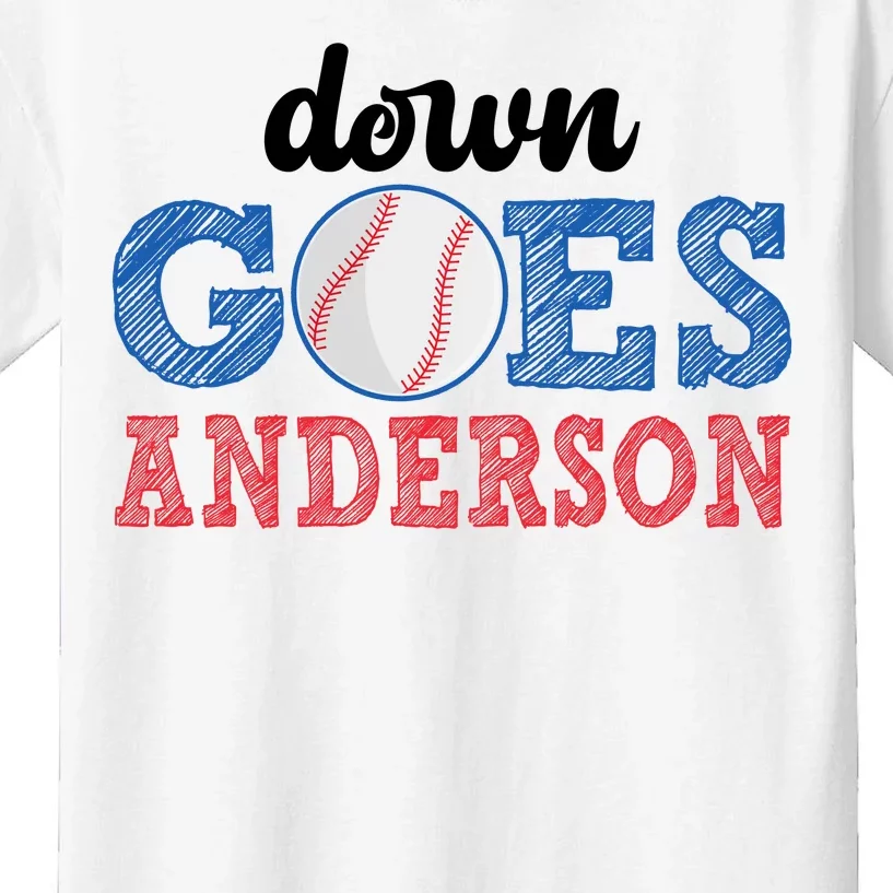 Funny Baseball Fight Down Goes Anderson Kids T-Shirt