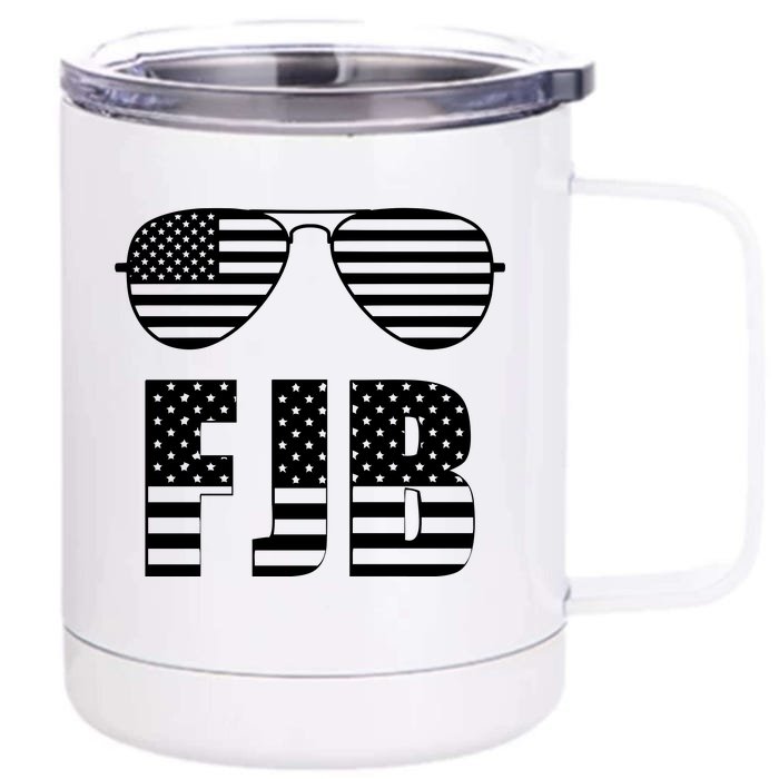 Fuck Biden FJB American Flag Sunglasses Funny Anti Biden Front & Back 12oz Stainless Steel Tumbler Cup