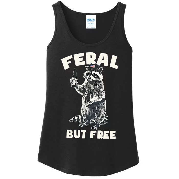 Feral But Free Funny Raccoon Ladies Essential Tank