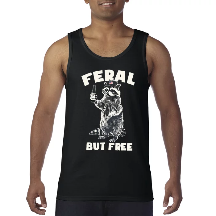 Feral But Free Funny Raccoon Tank Top