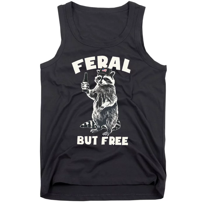 Feral But Free Funny Raccoon Tank Top