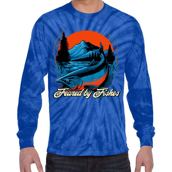 Feared By Fishes Fishing Pole Hunting Fishing Rod Hunter Great Gift Tie-Dye Long Sleeve Shirt