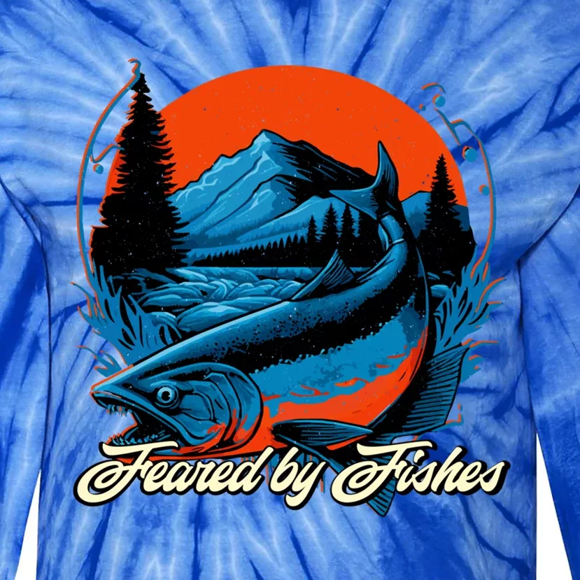 Feared By Fishes Fishing Pole Hunting Fishing Rod Hunter Great Gift Tie-Dye Long Sleeve Shirt