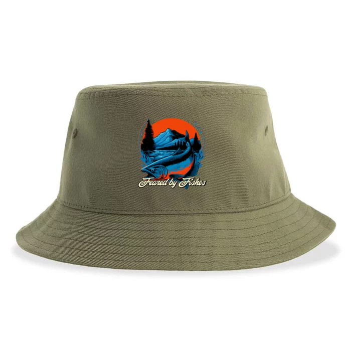 Feared By Fishes Fishing Pole Hunting Fishing Rod Hunter Great Gift Sustainable Bucket Hat