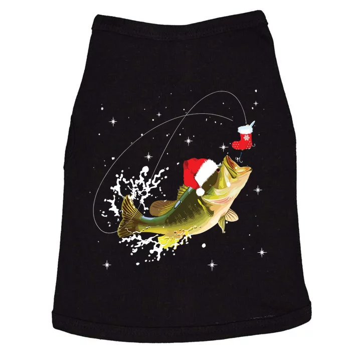 Funny Bass Fishing Santa Hat Christmas Pajama Fishermen Gift Doggie Tank