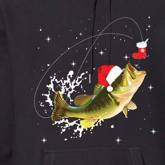 Funny Bass Fishing Santa Hat Christmas Pajama Fishermen Gift Premium Hoodie