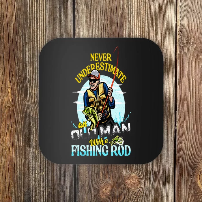 Funny Bass Fishing Birthday Fathers Day Old Man Coaster