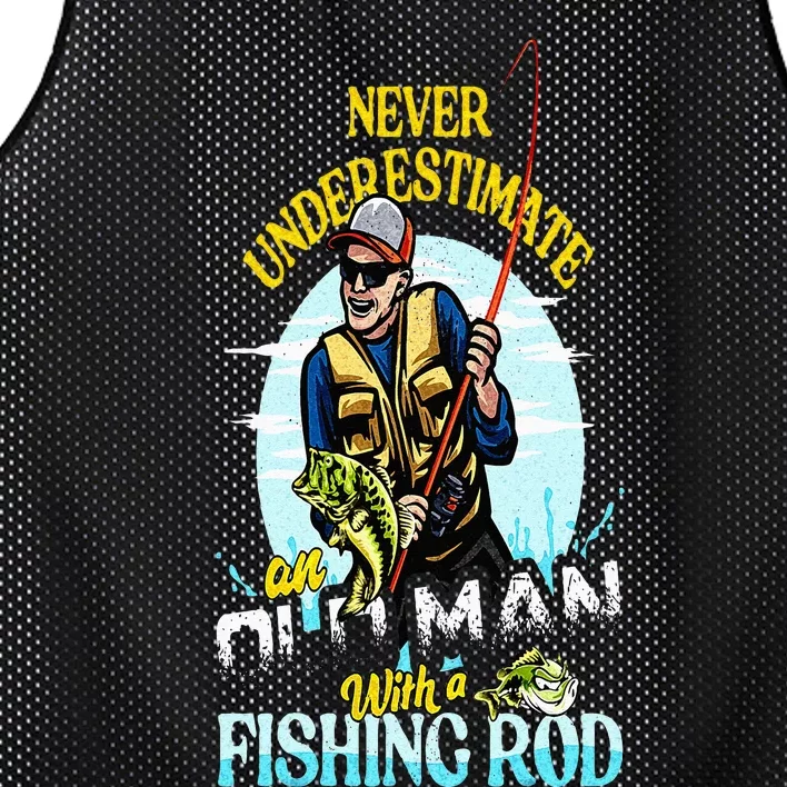 Funny Bass Fishing Birthday Fathers Day Old Man Mesh Reversible Basketball Jersey Tank