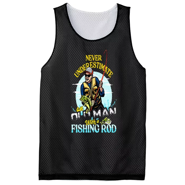 Funny Bass Fishing Birthday Fathers Day Old Man Mesh Reversible Basketball Jersey Tank