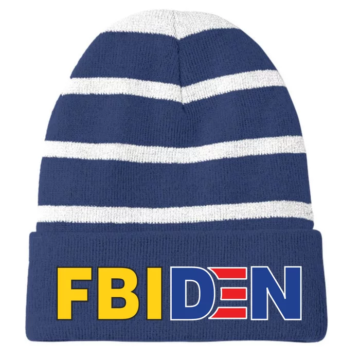 F Biden FBI Fbiden Funny Striped Beanie with Solid Band